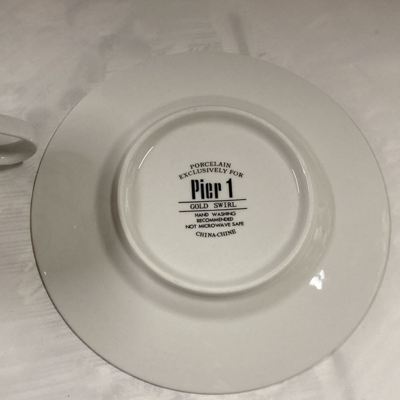 Pier 1 Gold Swirl Porcelain Cup and Saucer Set - Picture 8 of 10